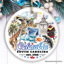 Carregar imagem no visualizador da galeria, Artistic Souvenir of Columbia City Landmarks and Icons Ceramic Ornament, the Heart of South Carolina
