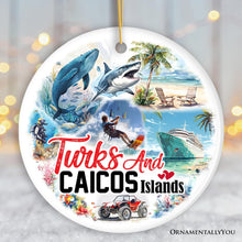 Carregar imagem no visualizador da galeria, Artistic Turks and Caicos Islands Beach Paradise Ornament, Unique Tropical British Overseas Territories Vacation Souvenir
