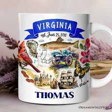 Carregar imagem no visualizador da galeria, Artistic Virginia State Themes and Landmarks Personalized Mug With Custom Name
