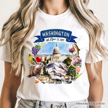 Carregar imagem no visualizador da galeria, Artistic Washington State Themes and Landmarks T-Shirt, Tee for History and Travel Lovers
