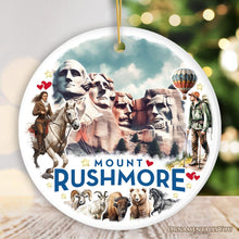 Load image into Gallery viewer, Artistic Watercolor Mount Rushmore Historical Ceramic Ornament, South Dakota Christmas Gift
