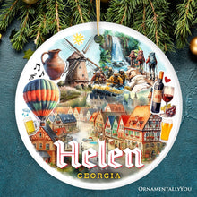 Carregar imagem no visualizador da galeria, Artistically Vibrant Helen Town Christmas Ornament, Georgia Bavarian-style Village Souvenir
