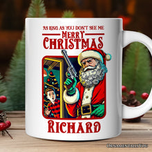 Carregar imagem no visualizador da galeria, Bad Retro Santa Christmas Personalized Mug, Holiday Humor Gift with Custom Name

