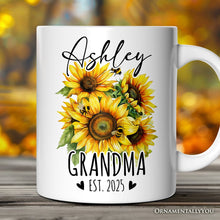 Load image into Gallery viewer, Best Grandma Ever Personalized Mug, Sunflower Grandmother Gift With Custom Name and Date
