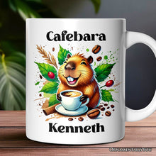 Carregar imagem no visualizador da galeria, Cafebara Personalized Mug, Coffee and Capybara Lover Gift With Custom Name
