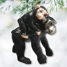 Cargar imagen en el visor de la galería, Charming Gorilla Family Kinship Glass Ornament, Mother and Baby Animal Christmas Tree Decor
