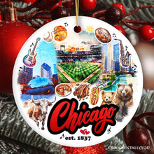 Cargar imagen en el visor de la galería, Chicago City Artistic Ornament, Illinois Souvenir and Christmas Gift Decoration
