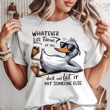 Carregar imagem no visualizador da galeria, Chill Duck Life Quote T-Shirt, Sarcastic White Tee for Cool People
