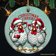 Cargar imagen en el visor de la galería, Christmas Cheer Chicken Ornament, Whimsical Holiday Tree Decoration
