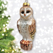 Cargar imagen en el visor de la galería, Classic Barn Owl Glass Christmas Ornament
