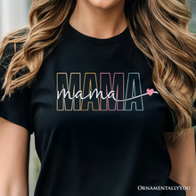 Carregar imagem no visualizador da galeria, Colorblock Mama T-Shirt, Black Trendy Casual Women&#39;s Tee
