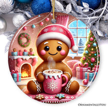 Load image into Gallery viewer, Cozy Gingerbread Man Pink Themed Ornament, Delightful Christmas Gift and Decor
