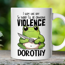 Load image into Gallery viewer, Cute Frog Morning Melee Personalized Mug With Custom Name
