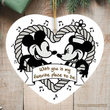 Carregar imagem no visualizador da galeria, Cute Mouse Couple Love Quote Ornament, Classic Steamboat Willie Christmas Gift and Decor
