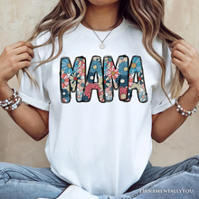 Load image into Gallery viewer, Daisy Floral Mama T-Shirt, Colorful Retro White Tee for Stylish and Cheerful Women
