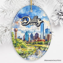Load image into Gallery viewer, Dallas City Artistic Ceramic Ornament, Texas Souvenir and Christmas Decoration Keepsake
