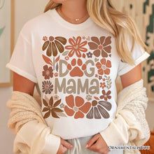 Carregar imagem no visualizador da galeria, Dog Mama Boho Floral T-Shirt, White and Black Tee for Proud and Stylish Pet Lovers
