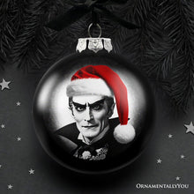 Load image into Gallery viewer, Dracula Spooky Christmas Portrait Glass Ornament, Black Horror Halloween Tree Decoration
