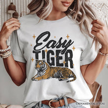 Carregar imagem no visualizador da galeria, Easy Tiger Retro Grunge T-Shirt, Vintage White and Natural Tee With Wild Animal
