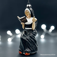 Load image into Gallery viewer, (Pre-Order) Eccentric Gothic Smoking Nun Glass Ornament, Unique Halloween and Emo Home Decor
