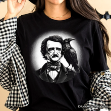 Cargar imagen en el visor de la galería, Edgar Allan Poe Spooky Portrait T-Shirt, Horror Villain Theme Halloween Tee
