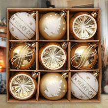 Load image into Gallery viewer, Elegant Gold and Glitter 9 Piece Christmas Ornament Set
