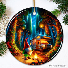 Load image into Gallery viewer, Enchanted Camper Gnome Forest Haven Ornament, Magical Twilight Christmas Ornament
