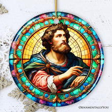 Load image into Gallery viewer, Enlightened Man Renaissance Italy Painting Ornament, Artistic Stained Glass Themed Medieval Christmas Gift
