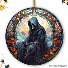 Carregar imagem no visualizador da galeria, Halloween Angel of Death Stained Glass Style Ceramic Ornament
