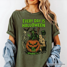 Cargar imagen en el visor de la galería, Every Day Is Halloween T-Shirt, Vintage Pumpkin Witch Spooky Tee for Eternal Spook Enthusiasts
