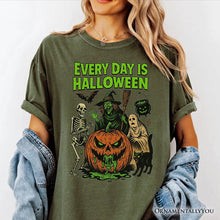 Carregar imagem no visualizador da galeria, Every Day Is Halloween T-Shirt, Vintage Pumpkin Witch Spooky Tee for Eternal Spook Enthusiasts
