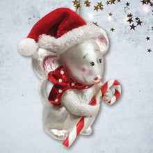 Load image into Gallery viewer, Festive Holiday Mouse Glass Christmas Ornament

