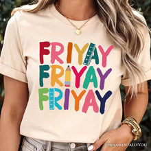 Carregar imagem no visualizador da galeria, Friday Teacher T-Shirt, Friyay White, Natural, Navy and Black Weekend Vibes Tee
