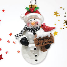 Cargar imagen en el visor de la galería, Frosty Neighborhood Snowman Glass Christmas Ornament, Delightful Holiday Decoration
