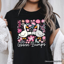 Carregar imagem no visualizador da galeria, Funny Goose Bumps Floral T-Shirt, White, Natural and Black Sarcastic Goose Tee Gifts

