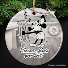 Carregar imagem no visualizador da galeria, Funny Mouse Sailing Quotes Ornament, Classic Steamboat Willie Christmas Keepsake and Decor

