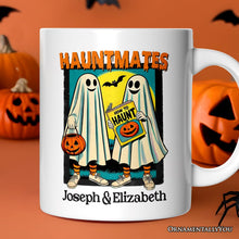 Carregar imagem no visualizador da galeria, Funny Retro Ghosts Hauntmates Personalized Mug, Vintage Best Friend Halloween Gift with Custom Names
