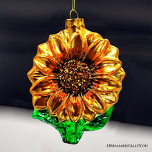 Load image into Gallery viewer, (Pre-Order) Glossy Charming Sunflower Glass Christmas Ornament, Flower Holiday Decor
