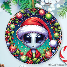 Load image into Gallery viewer, Galactic Winter Alien Ceramic Ornament, Festive Christmas Space Gift and Decor
