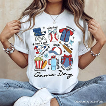 Carregar imagem no visualizador da galeria, Game Day Baseball T-Shirt, Retro White and Natural Stadium Tee for Sports Fans
