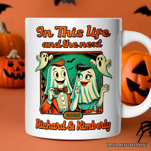 Carregar imagem no visualizador da galeria, Retro Ghost Lovers Through Next Lives, Personalized Mug, Vintage Halloween Custom Gift for Couples
