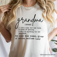 Carregar imagem no visualizador da galeria, Grandma Definition T-Shirt, White, Natural, Navy and Black Funny Tee for Grandmothers
