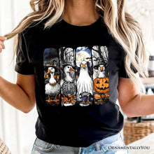 Load image into Gallery viewer, Halloween Goose in Costume T-Shirt, Spooky Fall Geese Tee for Bird Enjoyers
