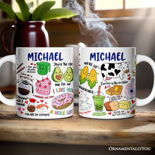 Load image into Gallery viewer, Hand Drawn Corny Love Puns Personalized Valentine Mug with Custom Name

