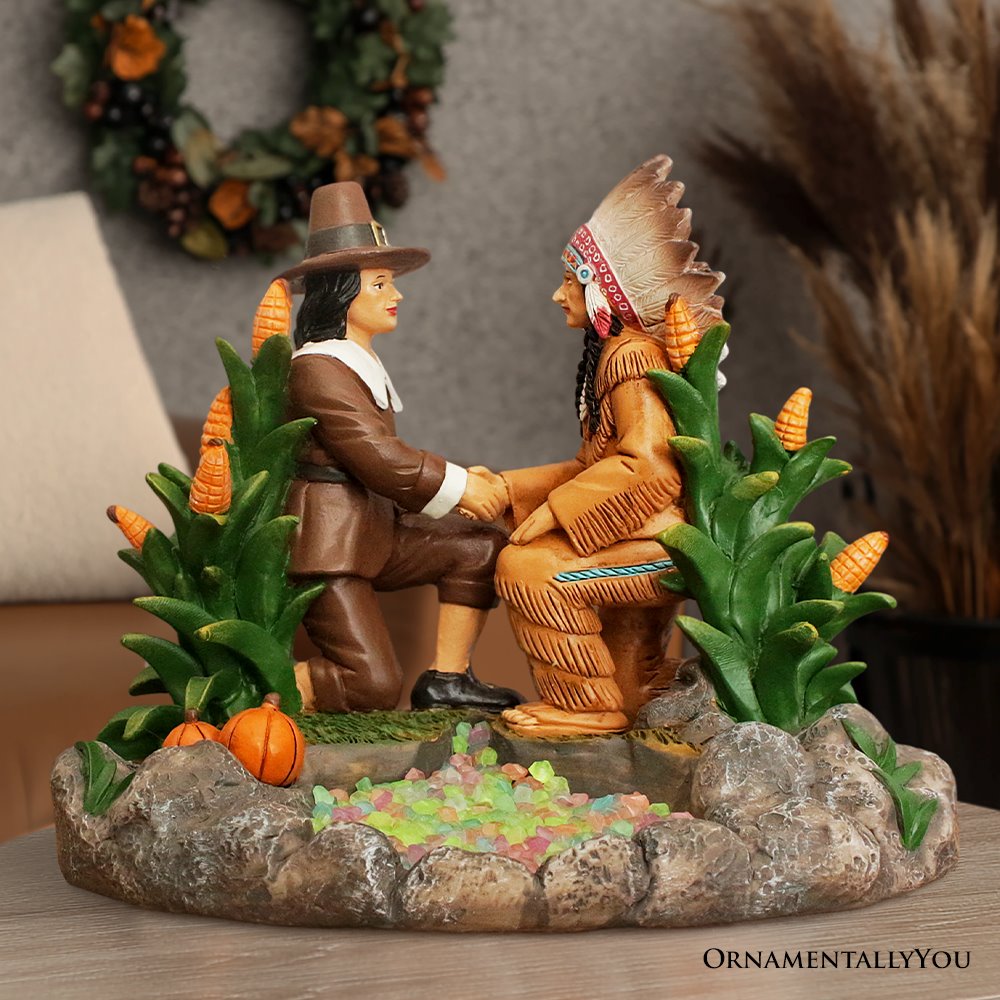 Harvest Harmony Kinship Between Native Americans and Pilgrims Figurine, 6