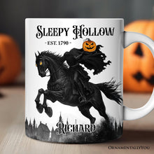 Carregar imagem no visualizador da galeria, Headless Horseman Spooky Halloween Personalized Mug, The Legend of Sleepy Hollow Gift With Custom Name
