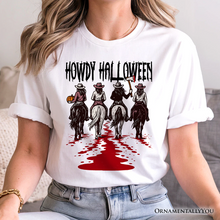 Cargar imagen en el visor de la galería, Howdy Halloween Cowgirl Women T-Shirt, Empowered Western Spooky Tee
