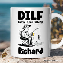 Carregar imagem no visualizador da galeria, I Love Fishing Personalized Mug, Playful Fisherman Lover Man's Gift With Custom Name

