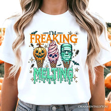 Load image into Gallery viewer, I’m Freaking Melting Frankenstein T-Shirt, Funny Ice Cream Halloween Tee for Summer Spooky Season
