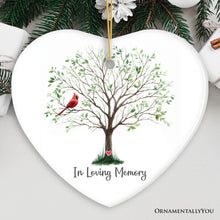 Load image into Gallery viewer, In Loving Memory of Mom and Dad Cardinal on a Tree Ornament, Heavenly Christmas Remembrance Gift
